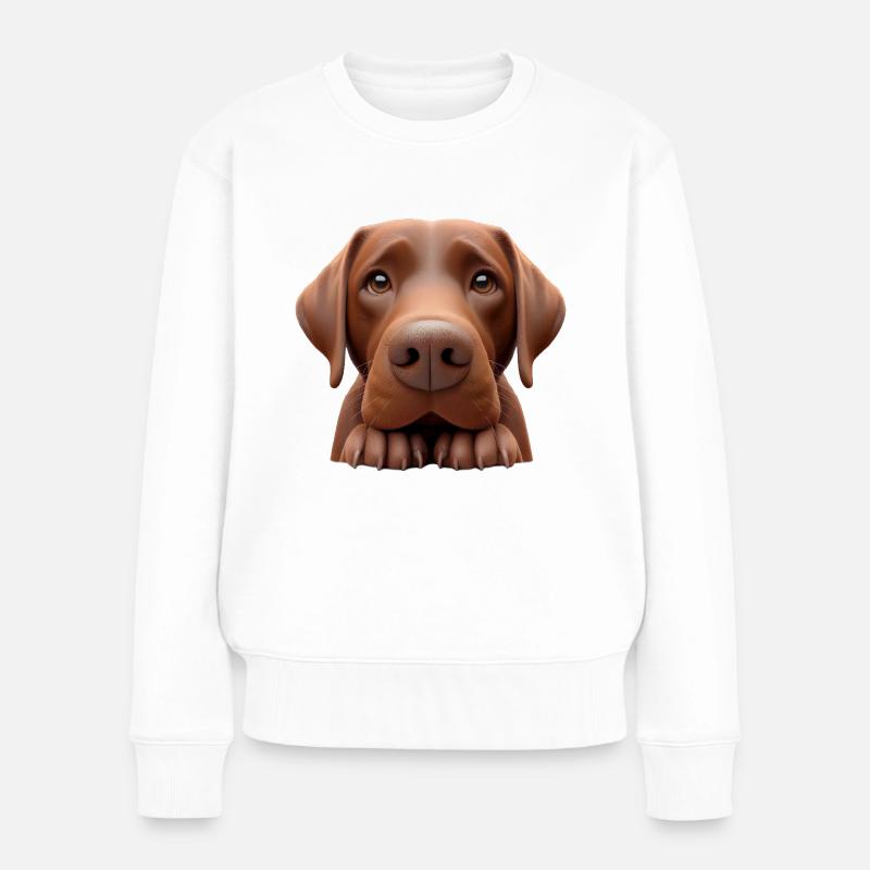 Hundekopf 2 braun - Frauen Premium Bio Pullover - Weiß