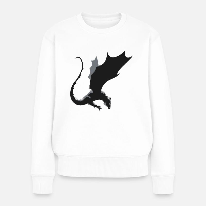 Drache / Drachen - Frauen Premium Bio Pullover - Weiß
