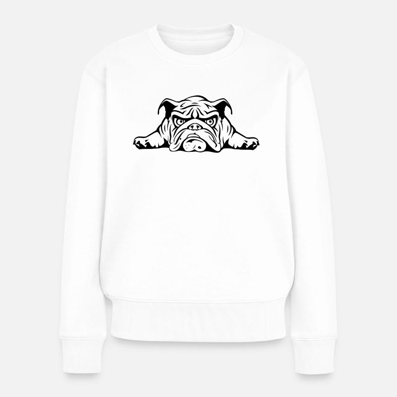 lazy_Bulldog - Frauen Premium Bio Pullover - Weiß