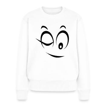 Smiley Zwinkern oeil2 - Frauen Premium Bio Pullover - Weiß - Vorne - Julia (174cm)