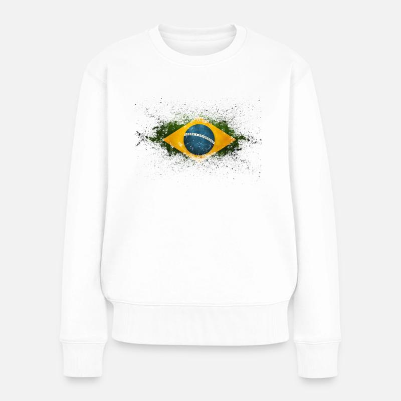 Brasil Flag - Pull Premium bio Femme - blanc