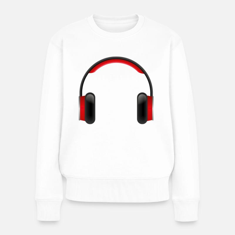 Smiley Headphones - Frauen Premium Bio Pullover - Weiß
