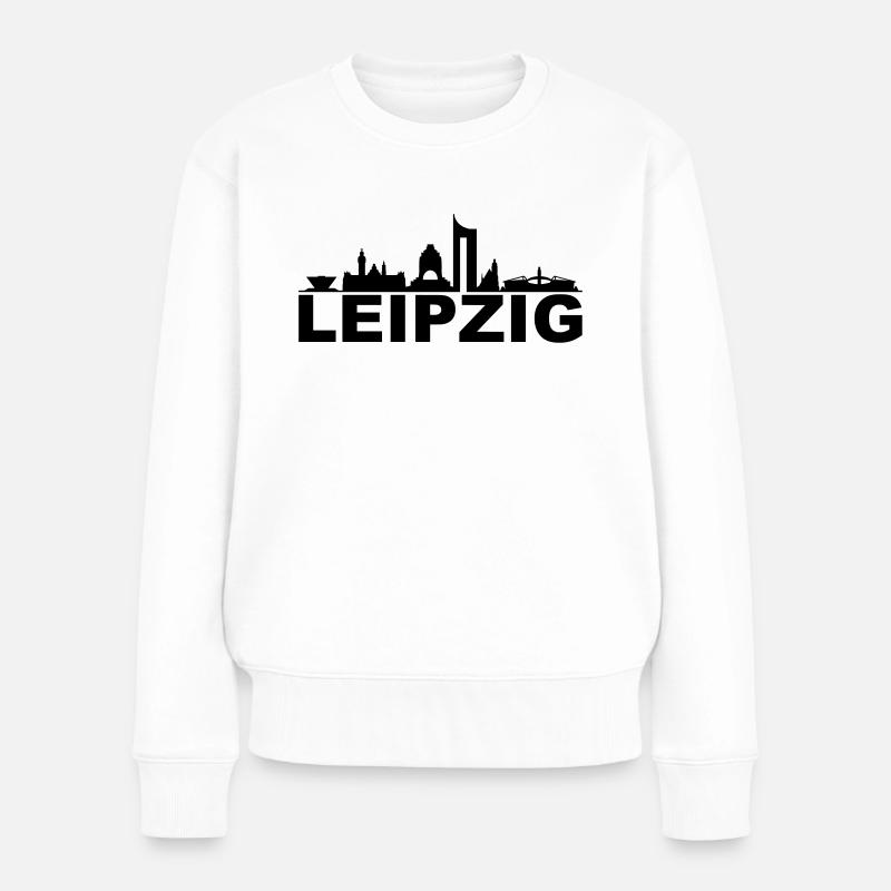 Skyline - Leipzig - Frauen Premium Bio Pullover - Weiß