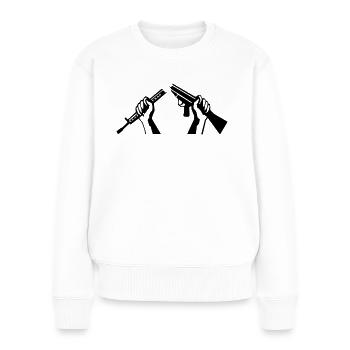 Zerbrochenes Gewehr - Frauen Premium Bio Pullover - Weiß - Vorne - Julia (174cm)
