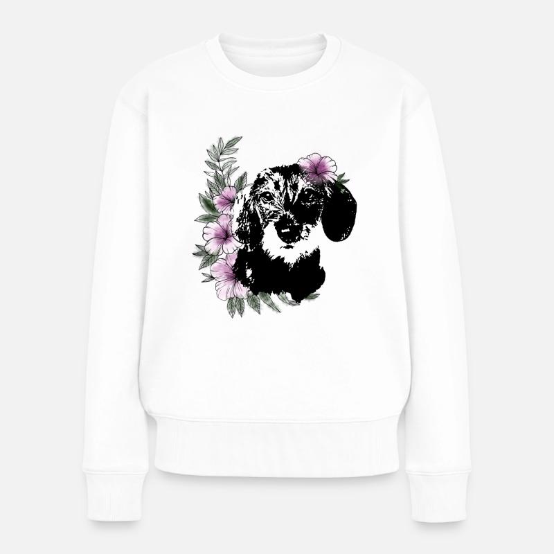 Dackelmädchen - Frauen Premium Bio Pullover - Weiß