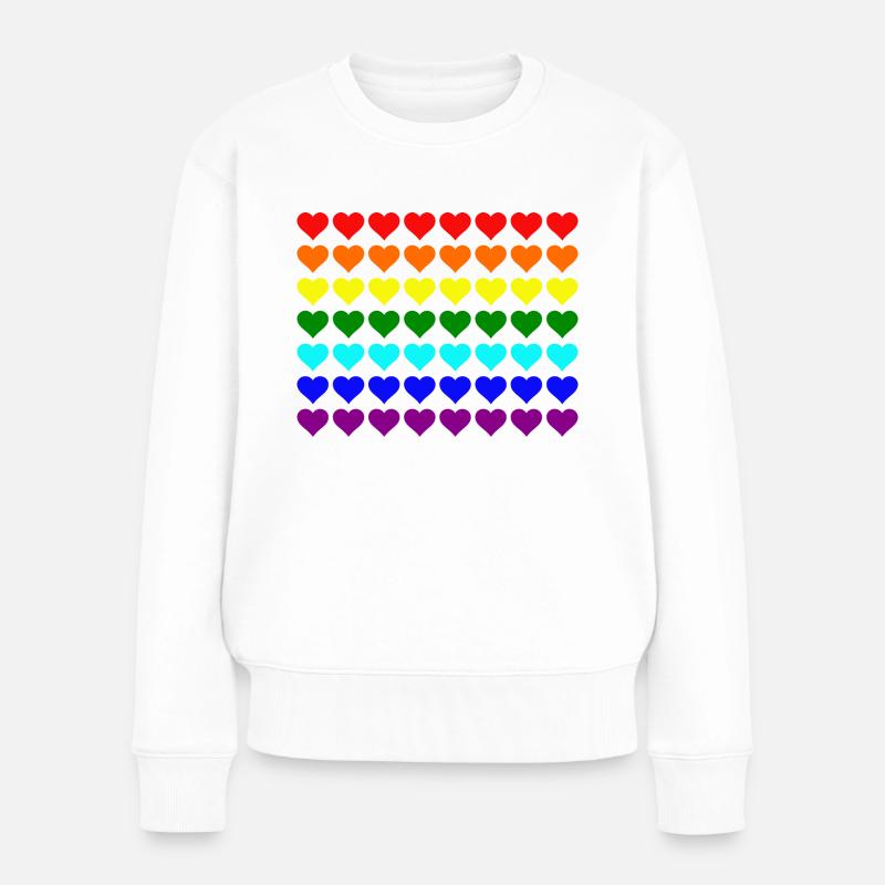 Herzen Regenbogen Farben Regenbogenfahne Herz - Frauen Premium Bio Pullover - Weiß