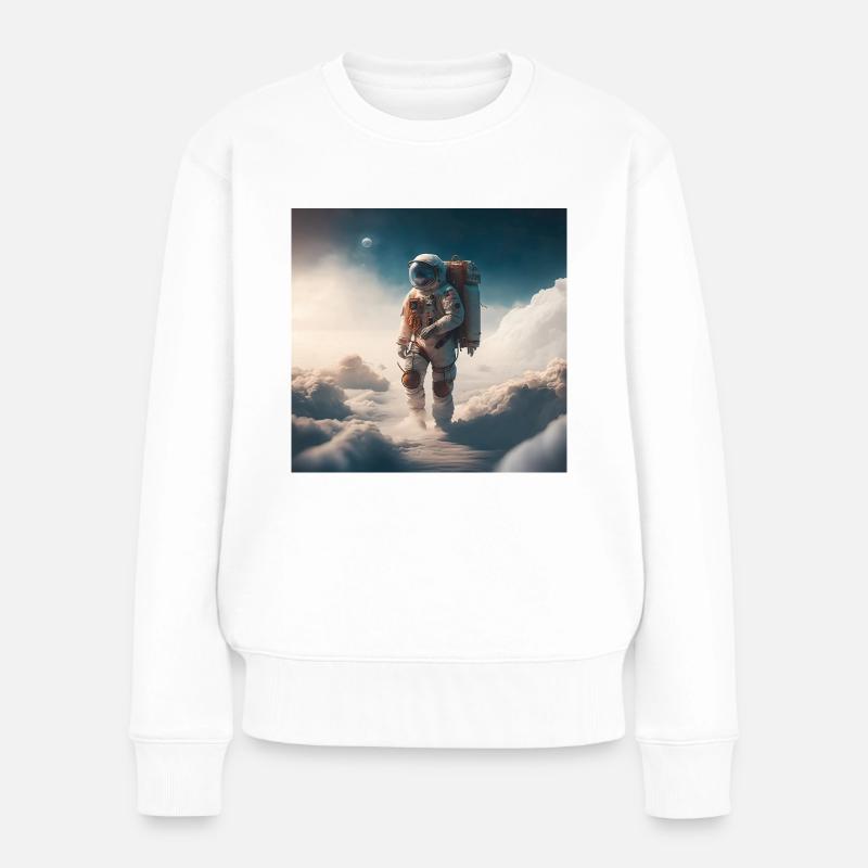 Ein Astronaut auf Wolken - Frauen Premium Bio Pullover - Weiß