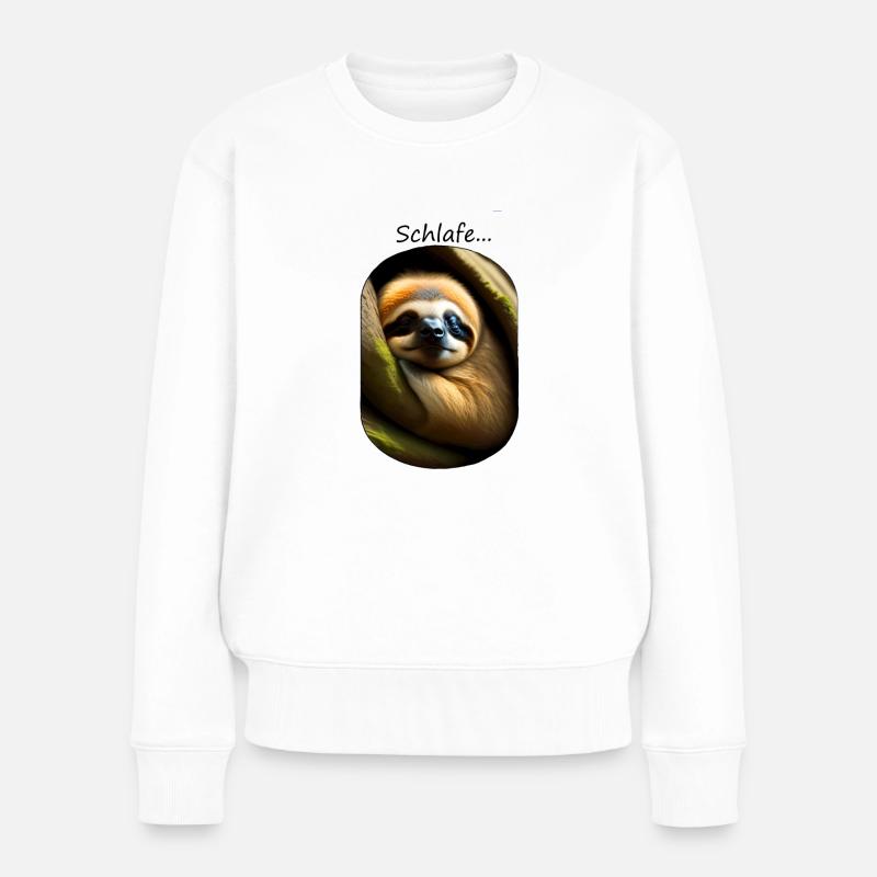 schlafendes Faultier - Frauen Premium Bio Pullover - Weiß