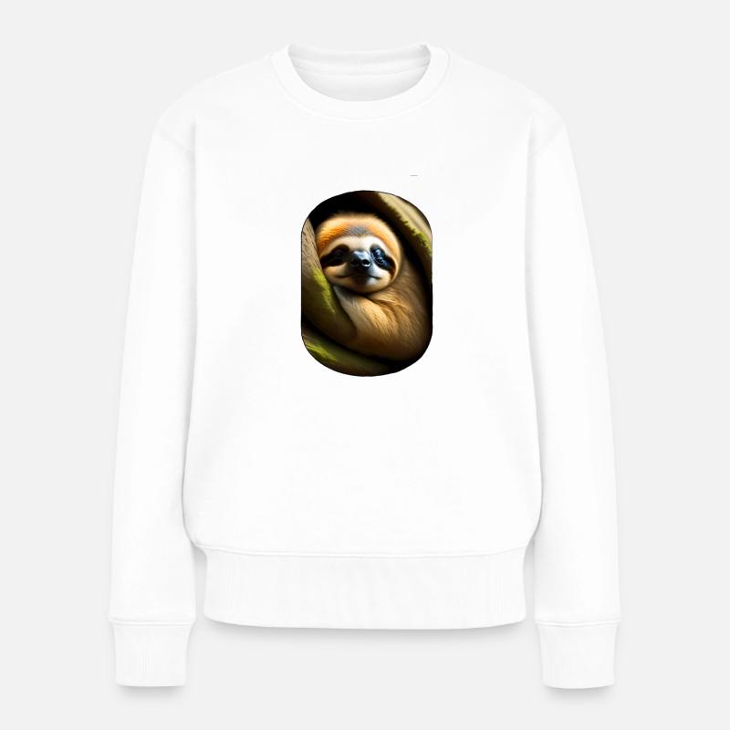 schlafendes Faultier - Frauen Premium Bio Pullover - Weiß