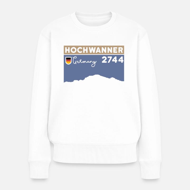 Berg Hochwanner Bergtour Skitour Normalweg Wandern - Frauen Premium Bio Pullover - Weiß