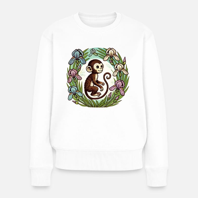 Iris-Affe - Frauen Premium Bio Pullover - Weiß