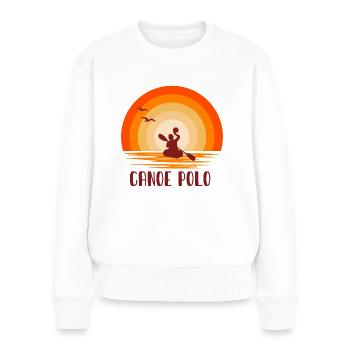 Joueur de canoë-polo au coucher du soleil rétro - Canoë-polo - Pull Premium bio Femme - blanc - Devant - Julia (174cm)