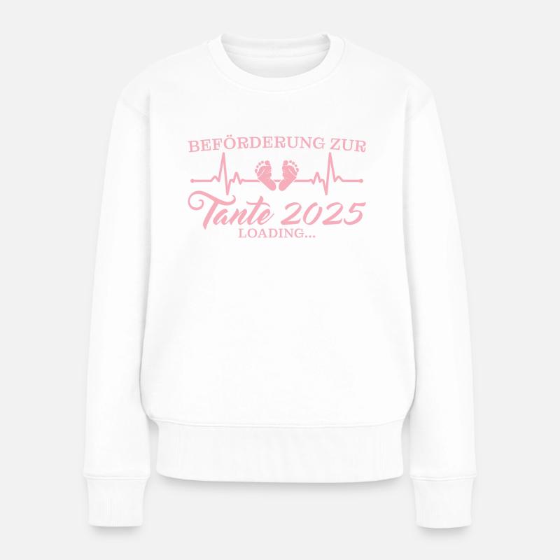 Werdende Tante 2025 Schwangerschaft ankündigen - Frauen Premium Bio Pullover - Weiß