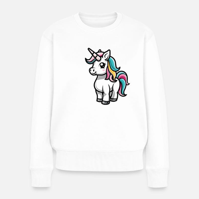 einhorn - Frauen Premium Bio Pullover - Weiß