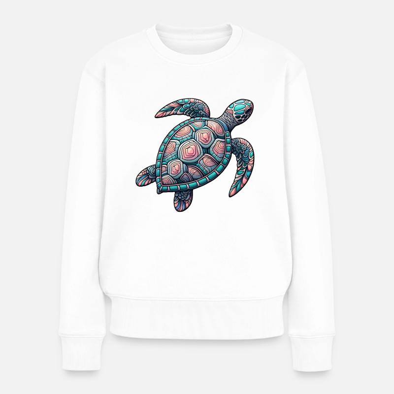 Tortue de mer décorative - Pull Premium bio Femme - blanc