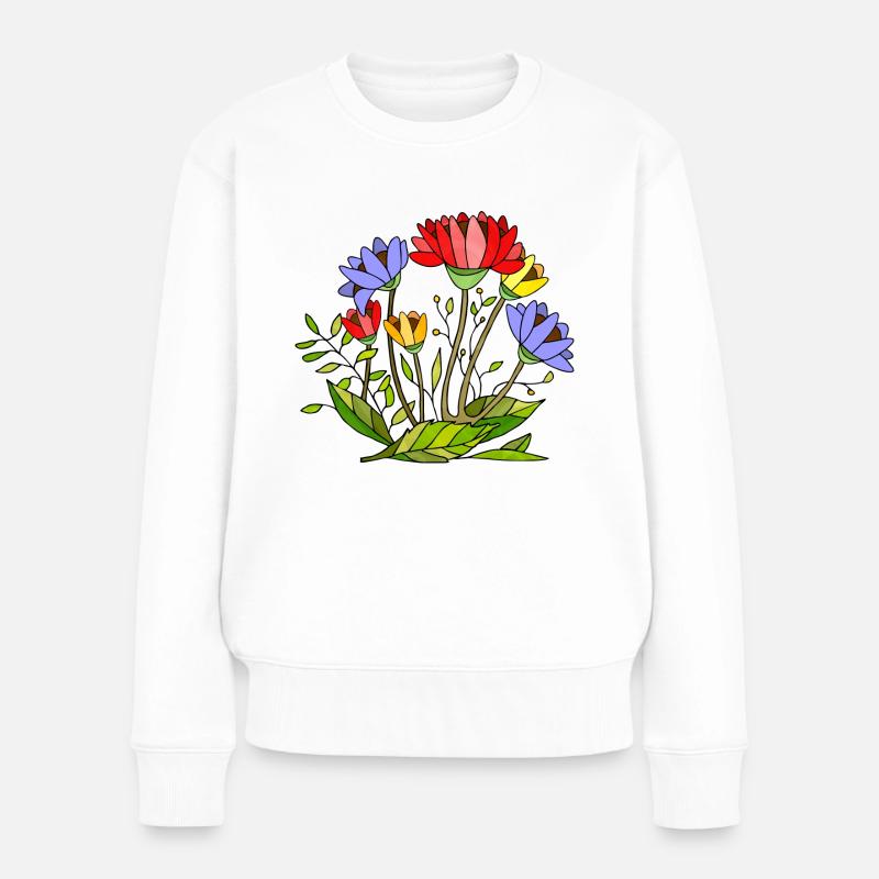 Blumen - Frauen Premium Bio Pullover - Weiß
