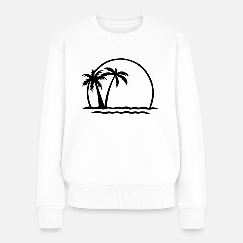 Palm Tree Shirt - Women's Premium Organic Jumper - white