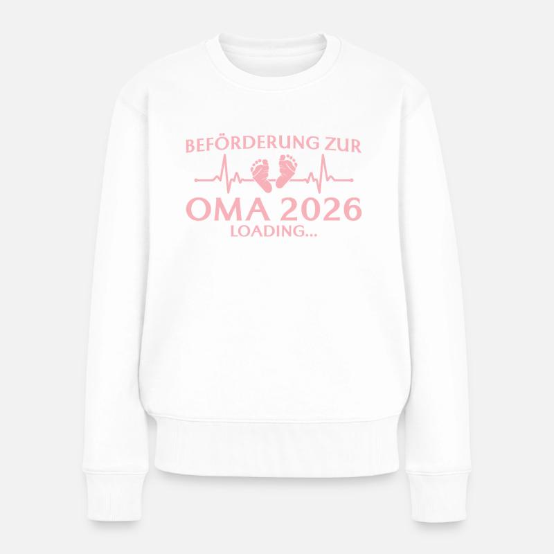 Beförderung zur Oma 2026 loading - Frauen Premium Bio Pullover - Weiß