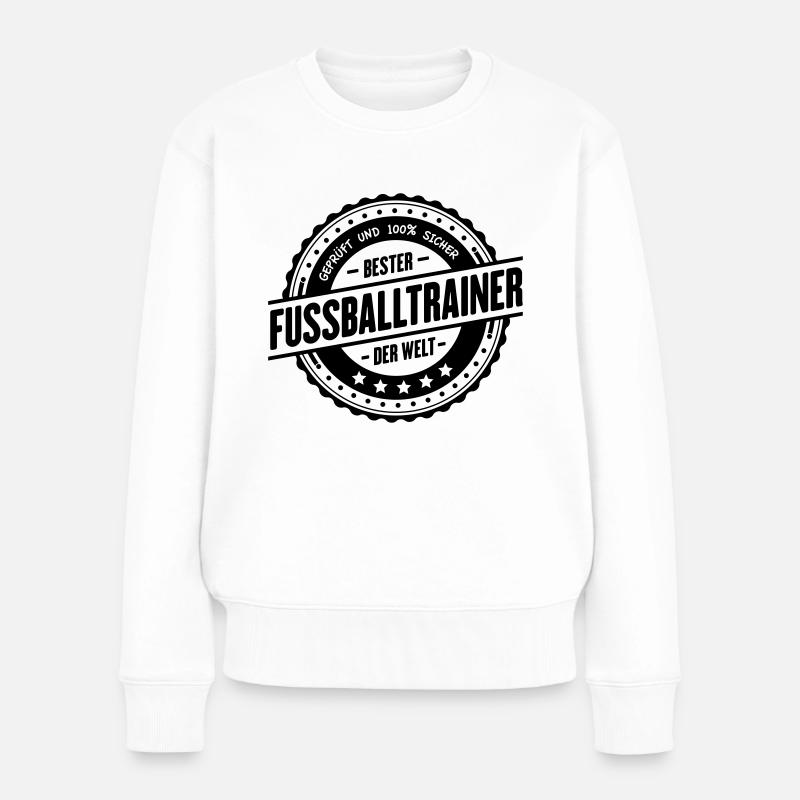 Bester Fussballtrainer - Frauen Premium Bio Pullover - Weiß