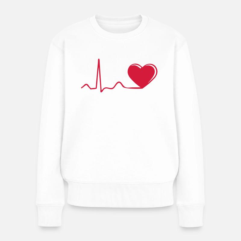 Herzschlag - Frauen Premium Bio Pullover - Weiß