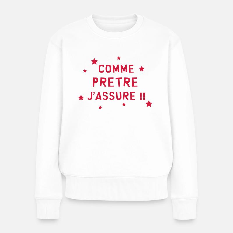 Prêtre / Pretre / Curé / Catho / Catholique - Pull Premium bio Femme - blanc
