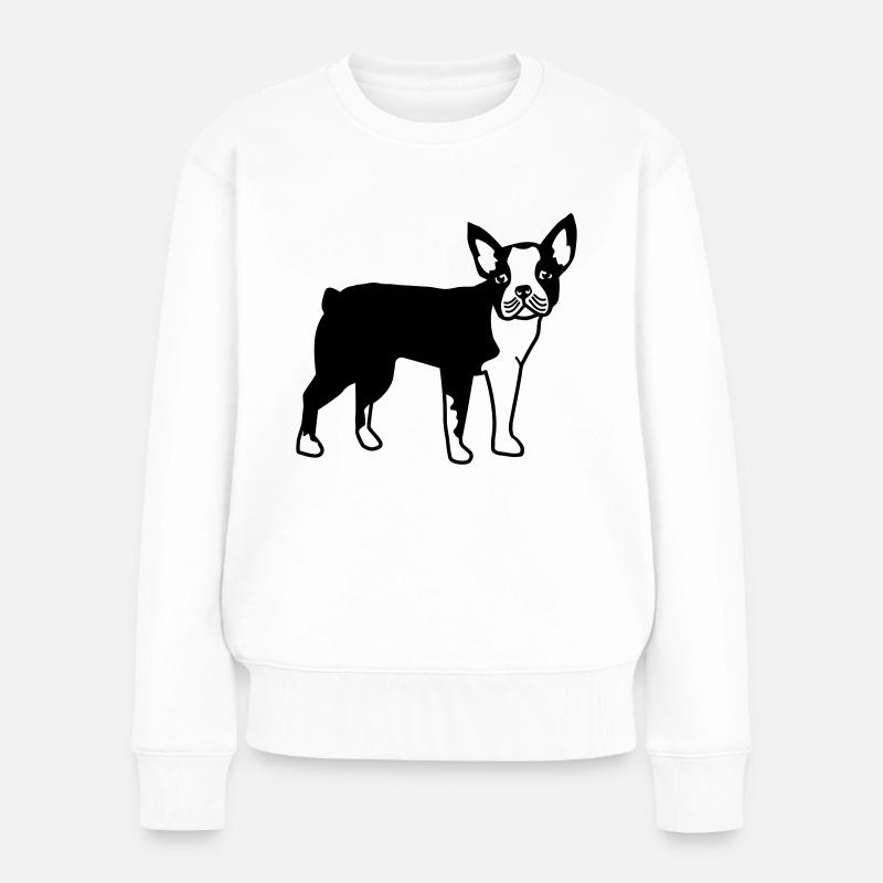Boston Terrier - Frauen Premium Bio Pullover - Weiß