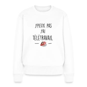 télétravail - Pull Premium bio Femme - blanc - Devant - Julia (174cm)