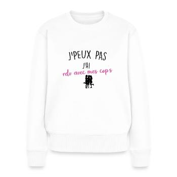 j'peux pas j'ai rdv avec mes cop's - Pull Premium bio Femme - blanc - Devant - Julia (174cm)