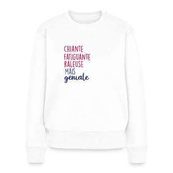 chiante fatiguante mais geniale - Pull Premium bio Femme - blanc - Devant - Julia (174cm)