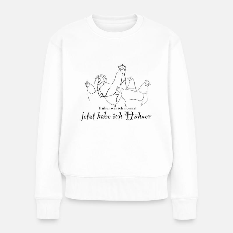 früher normal jetzt Hühner - Frauen Premium Bio Pullover - Weiß