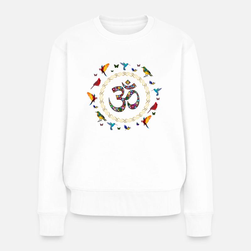 OM, Om, Hindu Om, Om Symbol, Aum, OM - Frauen Premium Bio Pullover - Weiß