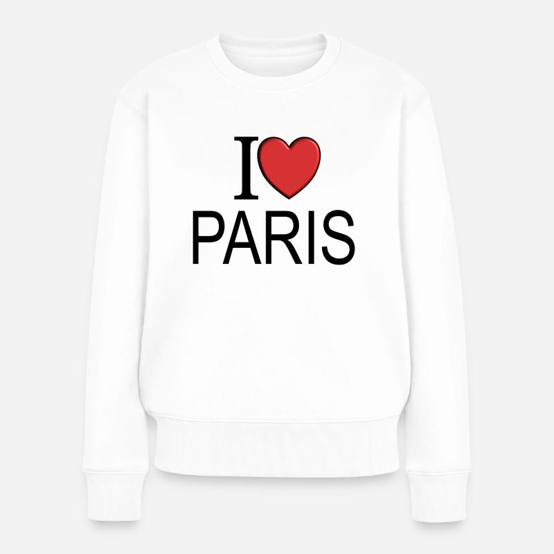 I love Paris - Frauen Premium Bio Pullover - Weiß