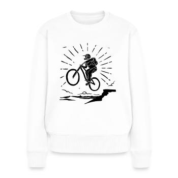 Mountainbiken - - Frauen Premium Bio Pullover - Weiß - Vorne - Julia (174cm)
