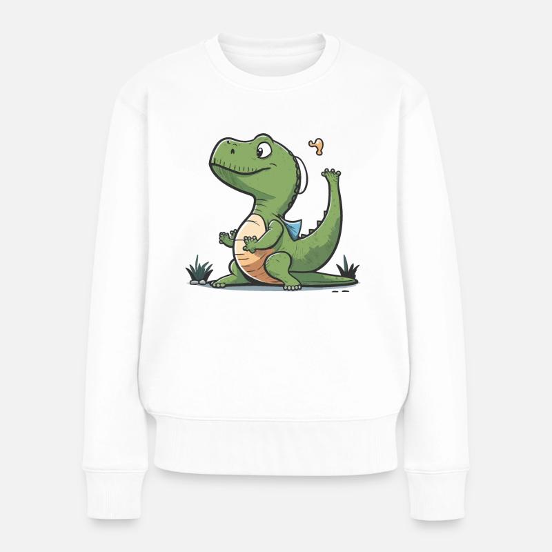 Flexibler T-Rex - Frauen Premium Bio Pullover - Weiß