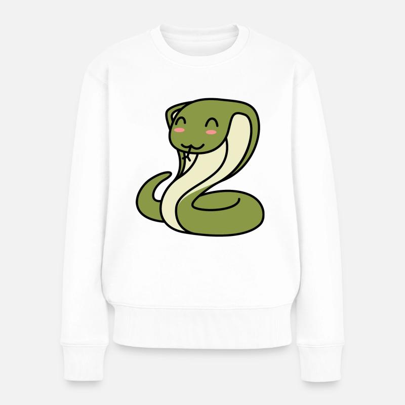Schlange Kobra Comic Tier - Frauen Premium Bio Pullover - Weiß