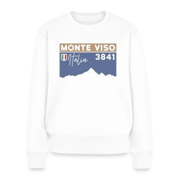 Monte Viso Randonnée Monviso Ascension Arête Est - Pull Premium bio Femme - blanc - Devant - Julia (174cm)