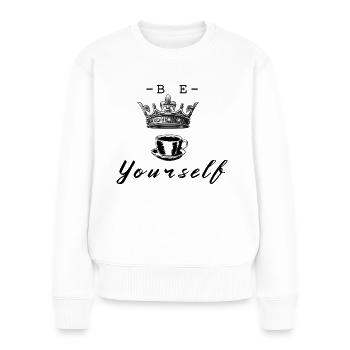 SEI DU SELBST - Frauen Premium Bio Pullover - Weiß - Vorne - Julia (174cm)