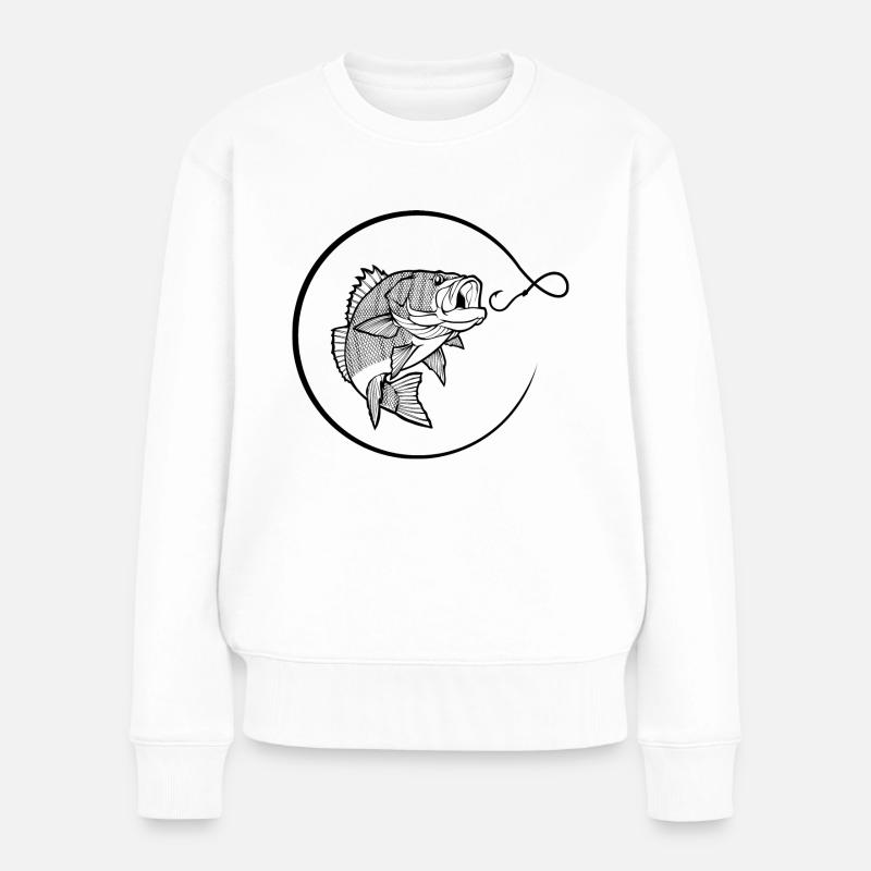 Angler Spruch Fischen Fischer Geschenksidee - Frauen Premium Bio Pullover - Weiß