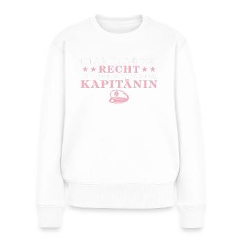 Kapitänin Klar habe ich recht Seglerin - Frauen Premium Bio Pullover - Weiß - Vorne - Julia (174cm)