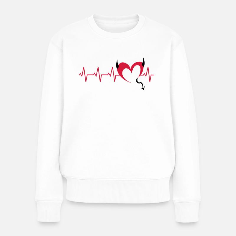 herz-teufel-ekg - Frauen Premium Bio Pullover - Weiß