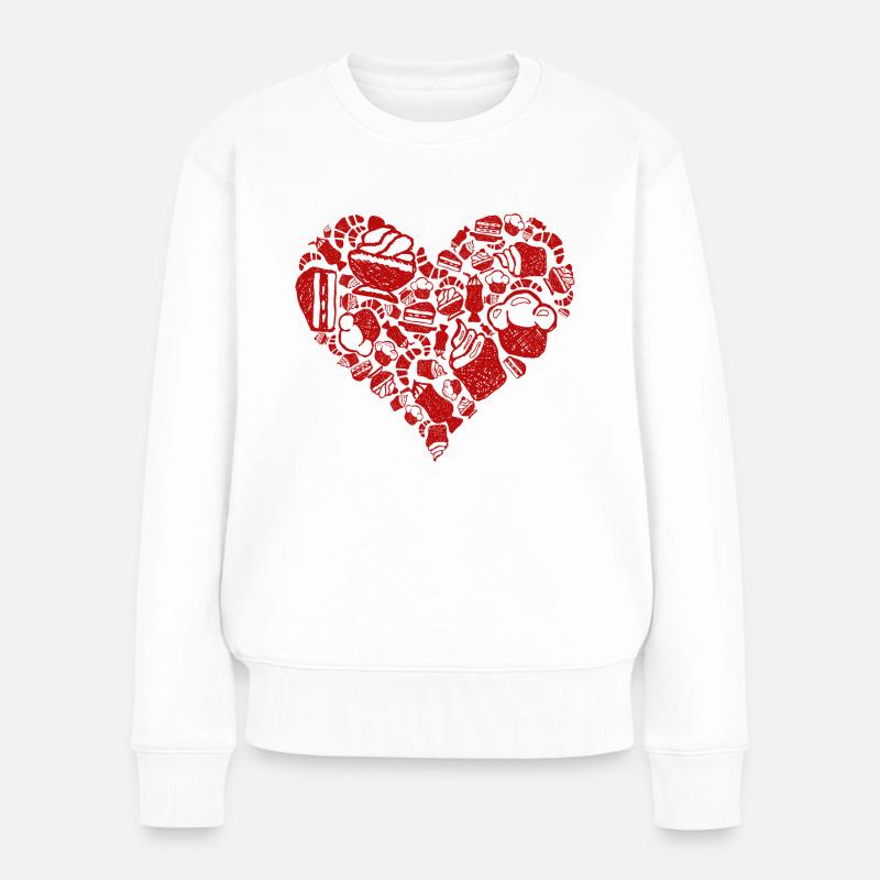 Herz für die Bäckerin Kuchen Eis Cupcake - Frauen Premium Bio Pullover - Weiß