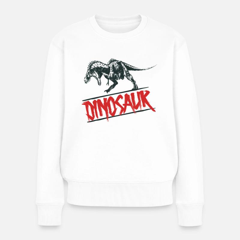 Dinosaurier - Frauen Premium Bio Pullover - Weiß