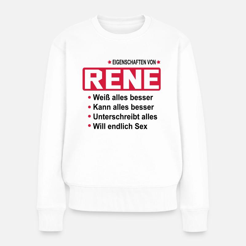 rene - Frauen Premium Bio Pullover - Weiß