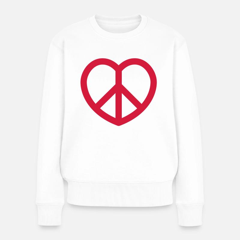 peace - Frauen Premium Bio Pullover - Weiß