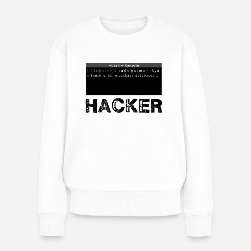 Hacker Linux - Pull Premium bio Femme - blanc