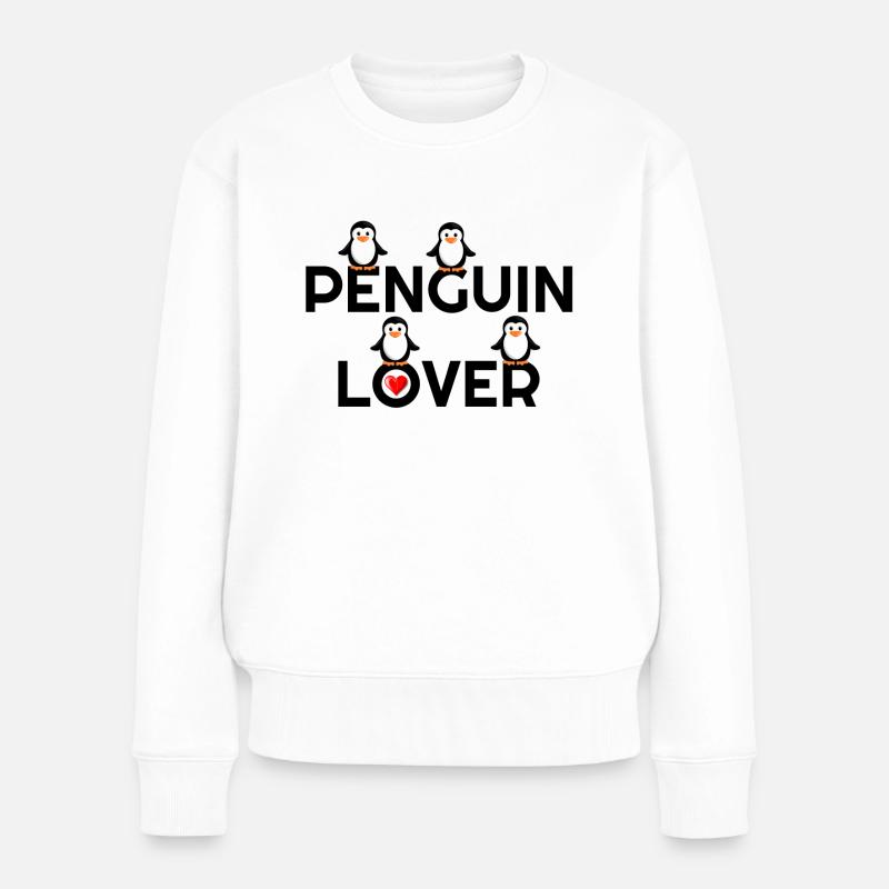 Ich liebe Pinguine, Pinguine, Pinguinliebhaber, Pinguin - Frauen Premium Bio Pullover - Weiß
