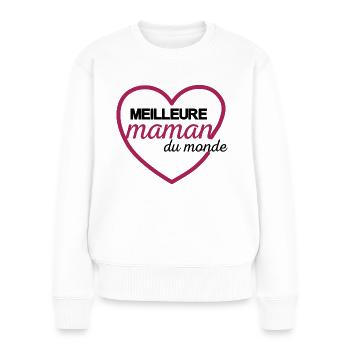 meilleure maman du monde - Pull Premium bio Femme - blanc - Devant - Julia (174cm)