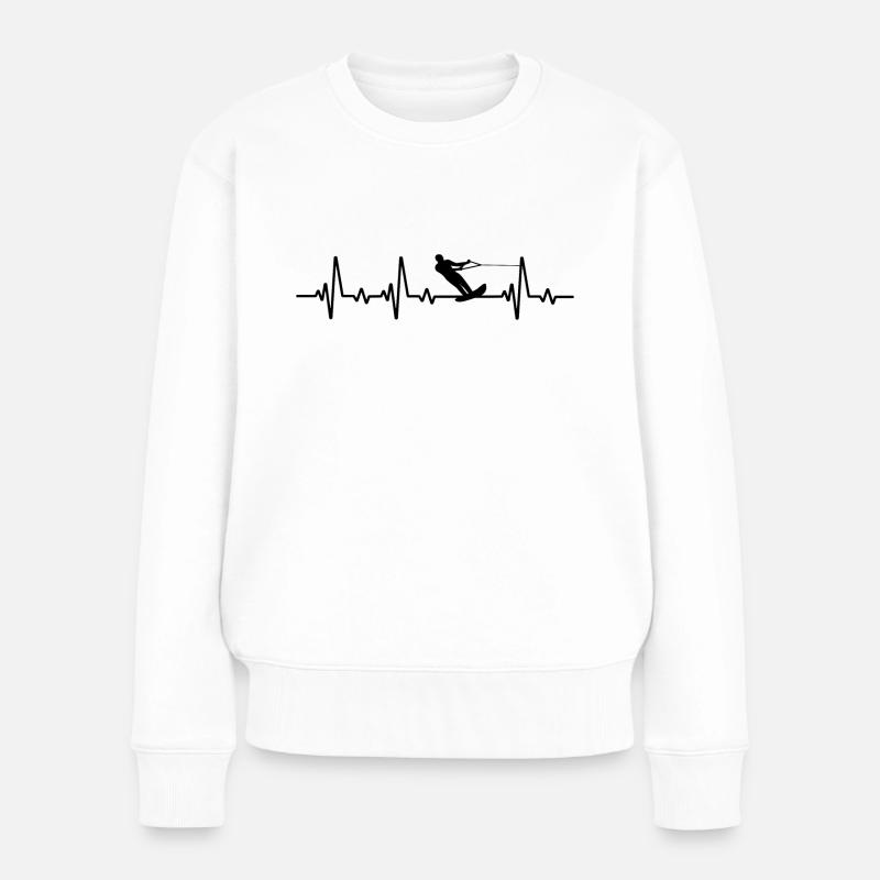 wakeboarden herzschlag wakeboard wakeboarder - Frauen Premium Bio Pullover - Weiß