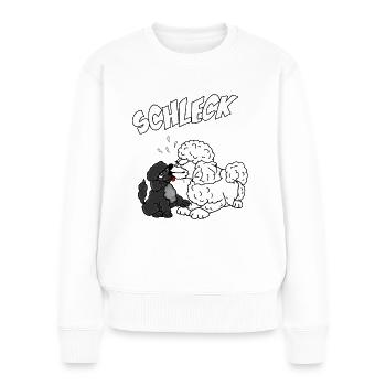 Lustiges Pudelmotiv - Pudel und Welpe - Frauen Premium Bio Pullover - Weiß - Vorne - Julia (174cm)