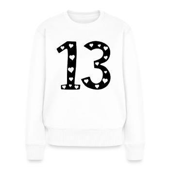 13 Geburtstag mit Herz - Frauen Premium Bio Pullover - Weiß - Vorne - Julia (174cm)